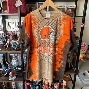 Vintage NFL Cleveland Browns Tie Dye Shirt Men’s L Orange Brown Graphic